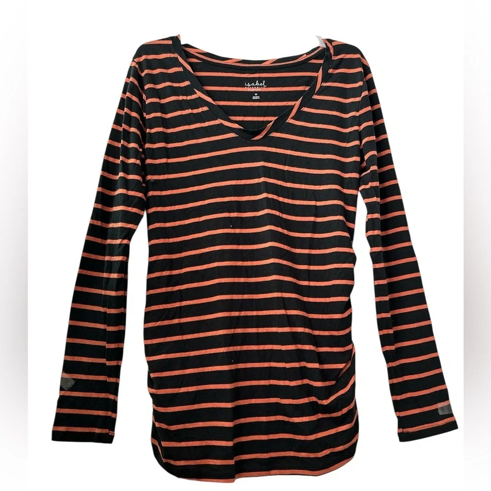 ISABEL Black Stripes Long Sleeves Maternity Medium Top BNWT